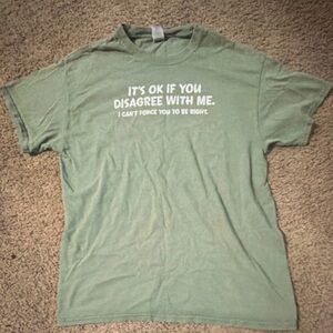 Gildan Olive Green Graphic Tee with White Text